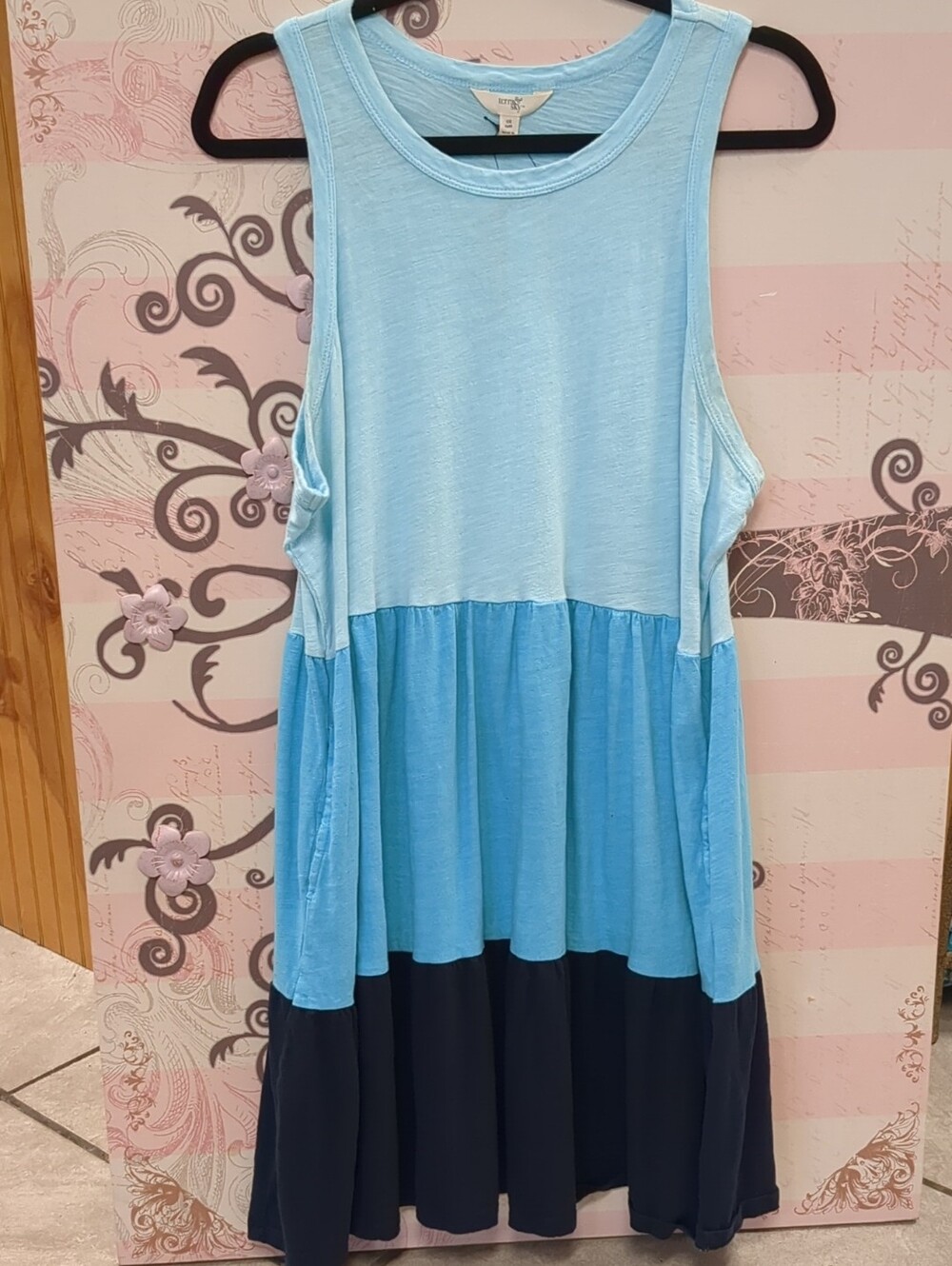 Terra & Sky Blue to Navy Tiered T-shirt Dress